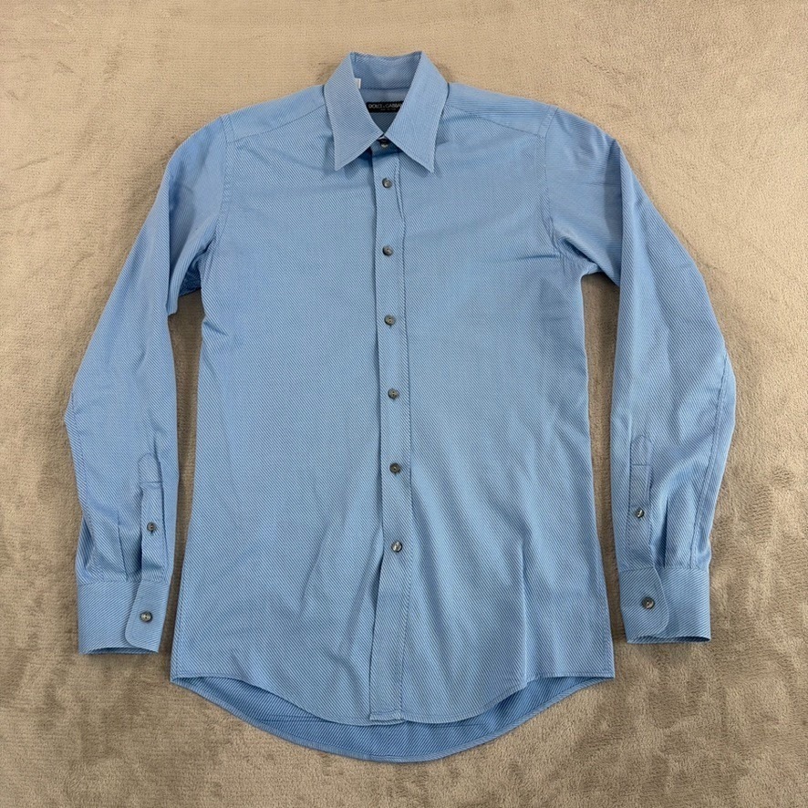 Dolce & Gabbana Dress Shirt In Blue Striped Men 40 15.75 Medium Made In Italy